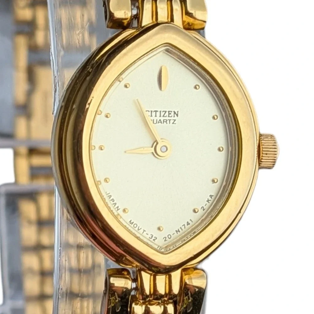 Citizen Quartz Watch Vintage Gold Plated Women's Marquise Case Champagne Dial - Picture 5 of 13